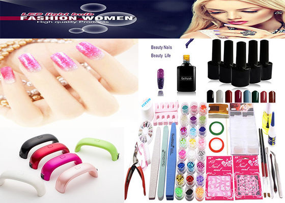 Mini LED Nail Lamp Kits 9 Watt 6pcs Nail Gel And DIY Manicure Nail Art Tools